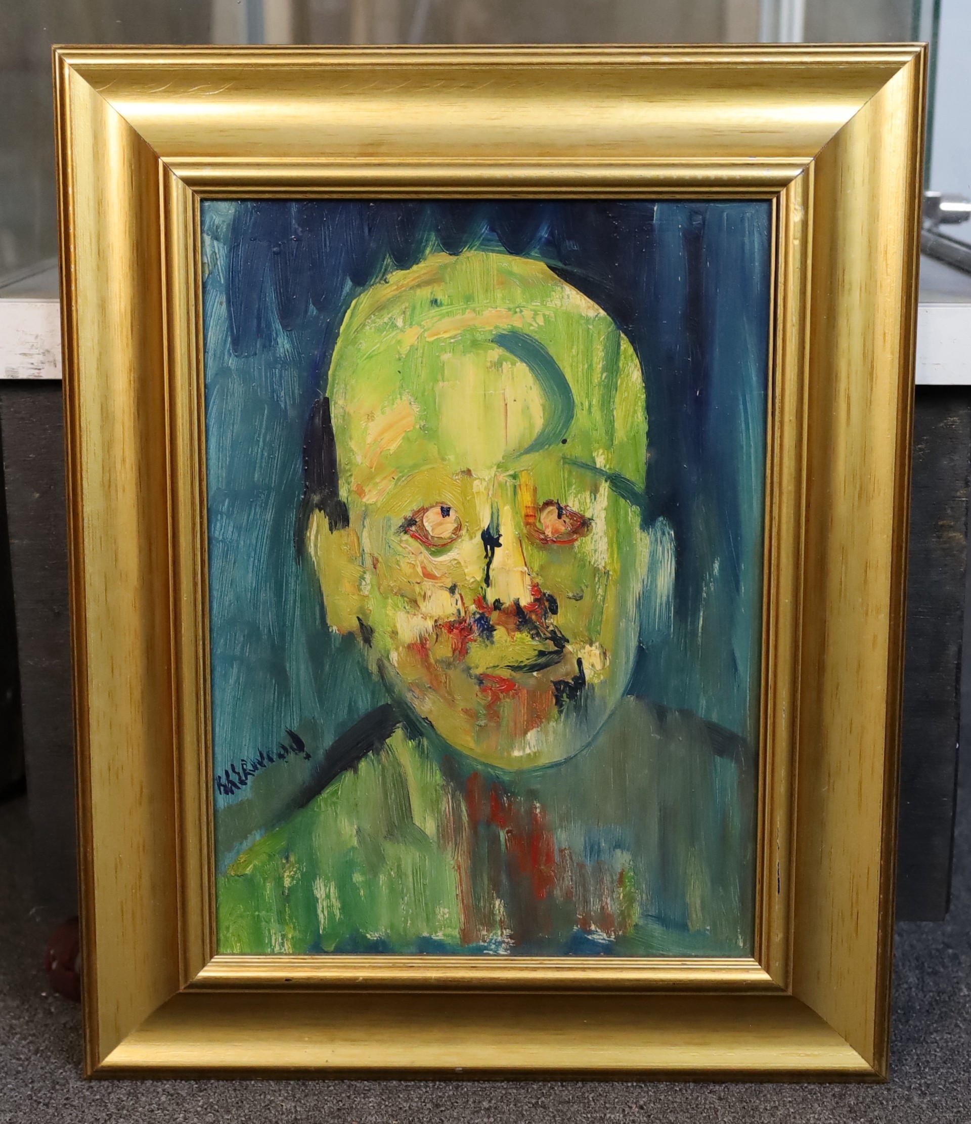 James Lawrence Isherwood (British, 1917- 1989), 'Light Miner', oil on board, 39 x 28cm